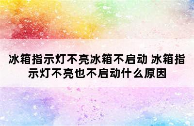 冰箱指示灯不亮冰箱不启动 冰箱指示灯不亮也不启动什么原因